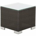 Bfm Seating Aruba Java Wicker End Table with Tempered Glass Top 163PH5105JGL